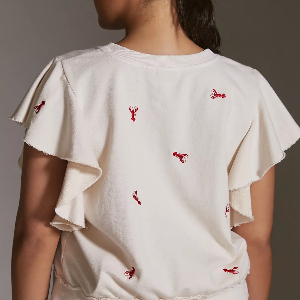 NWT ANTHRO SLEEVELESS RUFFLE SWEATSHIRT - Picture 2 of 2